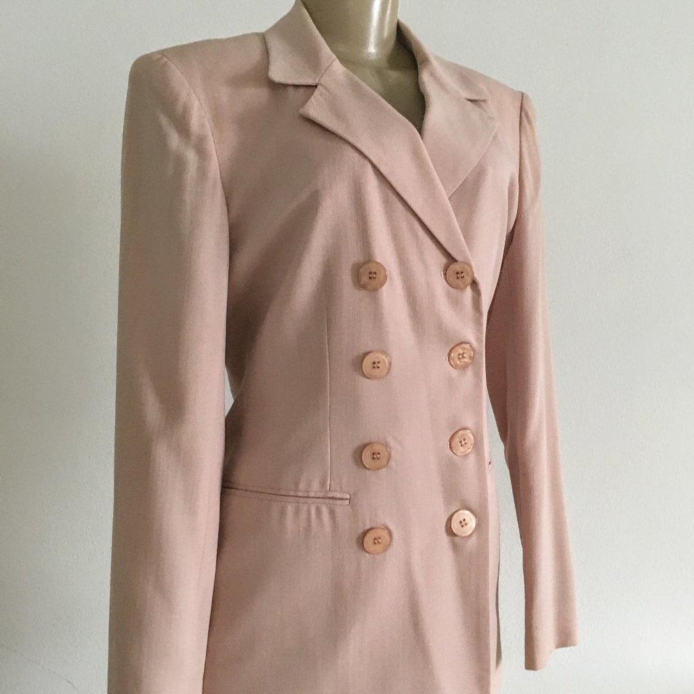 Double Breasted Office Jacket Size 4 M Linned Fit